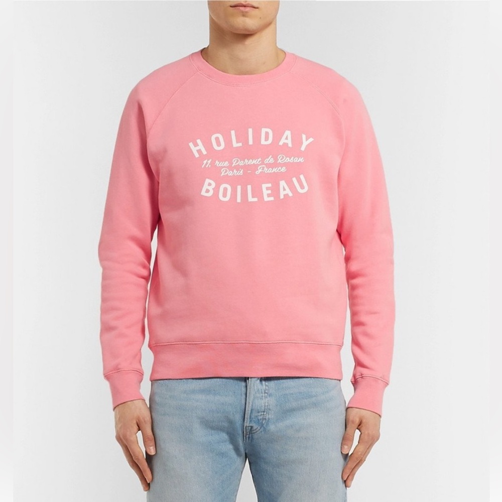 Holiday Boileau - Logo-Print Fleece-Back Cotton-Jersey Sweatshirt - Pink